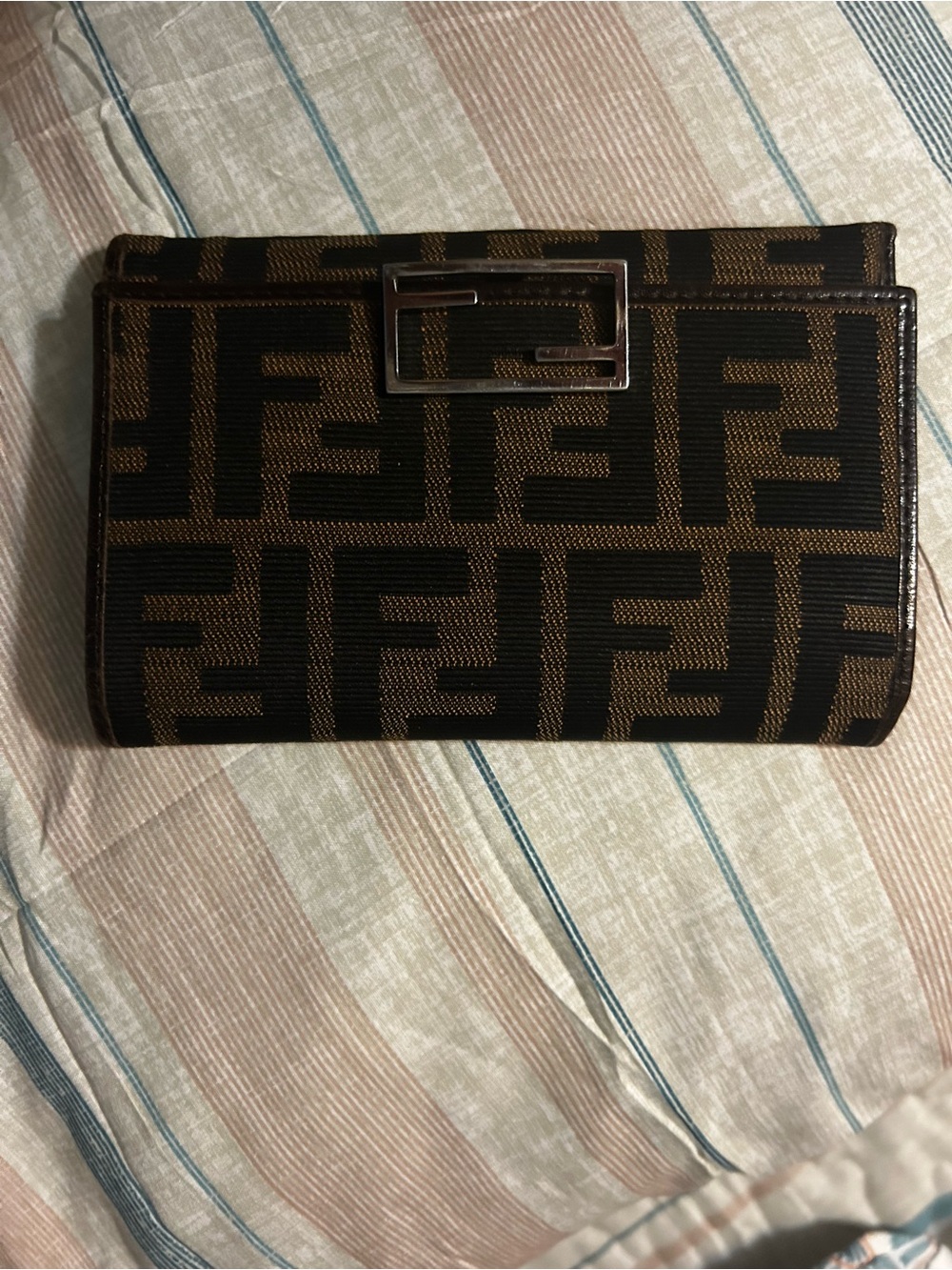 Fendi Brown and Black Zucca Monogram Clutch Wallet